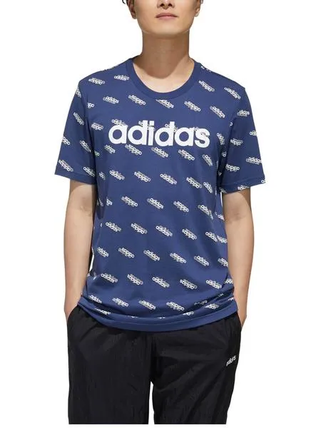 camiseta adidas logo azul hombre