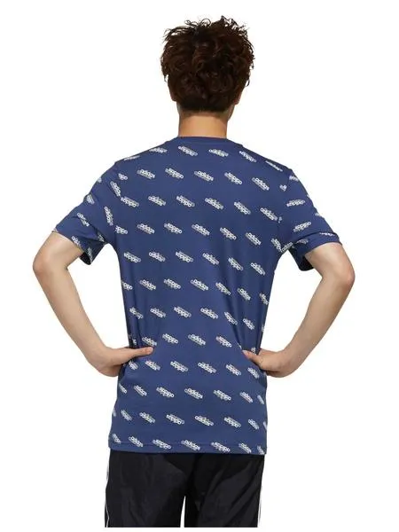 camiseta adidas logo azul hombre