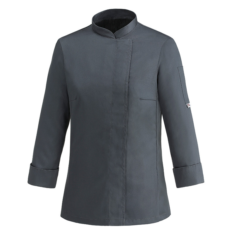 Chaqueta cocinera Cheap de microfibra gris Convoy - Egochef