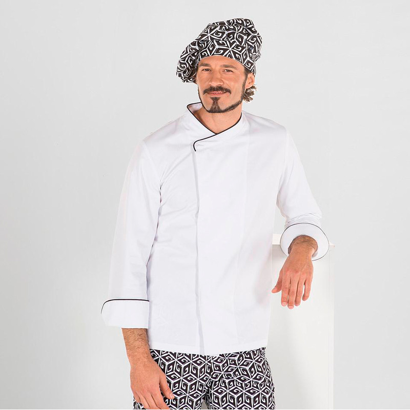 Chaqueta cocinero blanca con vivos contraste Abad - Gary's