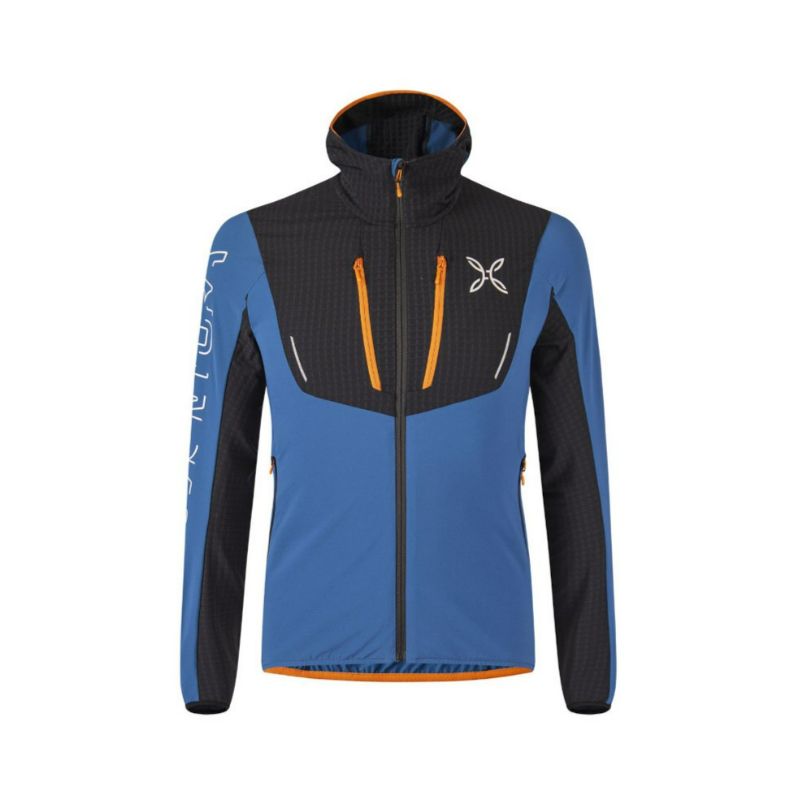 Chaqueta con capucha para hombre MONTURA Ski style (Deep Blue/Mandarin)