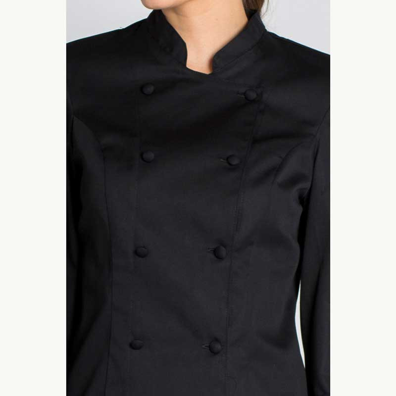 Chaqueta de cocinera negra con botones forrados - Dyneke