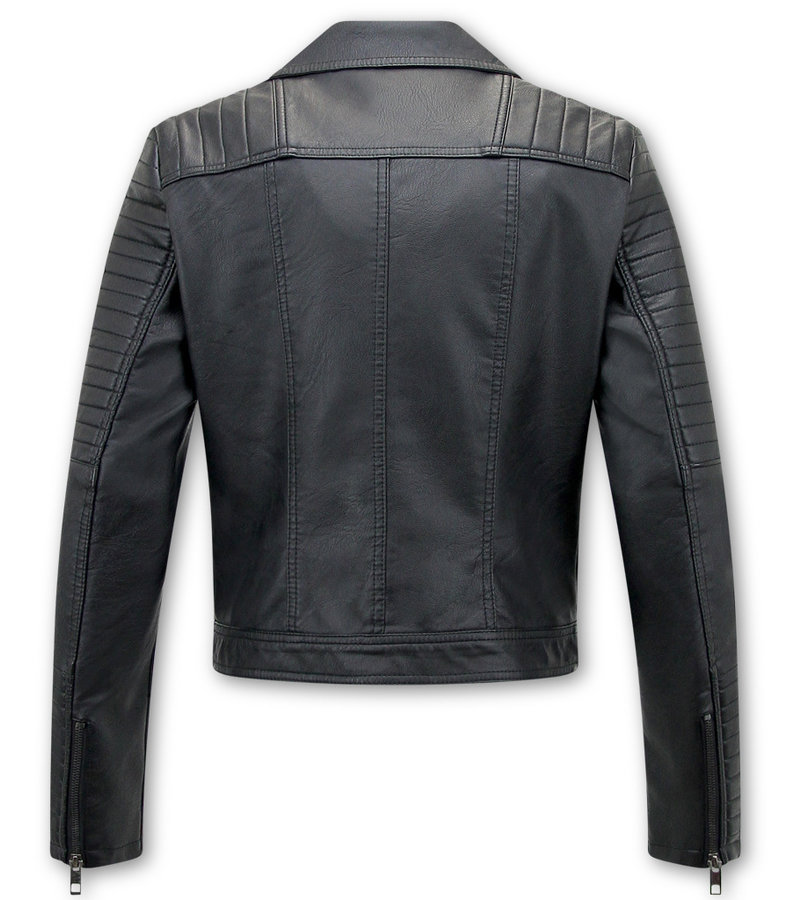 Chaqueta De Cuero De Mujer - AY151 - Negro