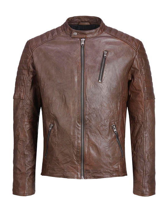 Chaqueta de piel marrón -JCORYAN