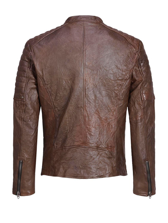 Chaqueta de piel marrón -JCORYAN