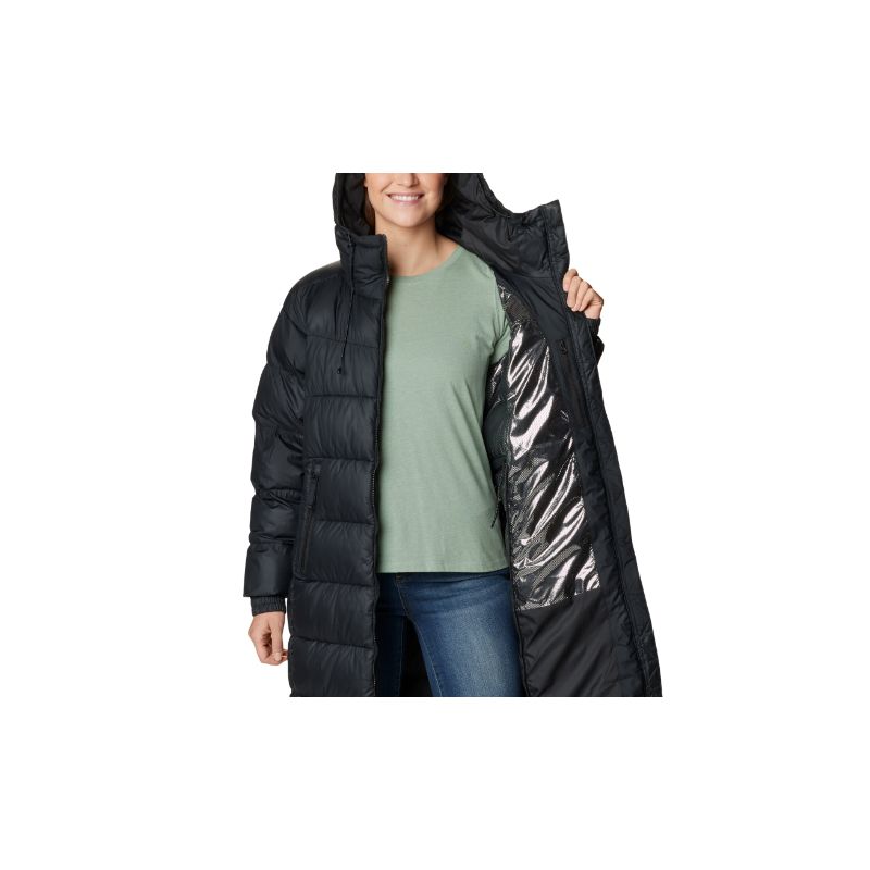 Chaqueta larga de plumón para mujer Columbia Pike Lake II (Negro)