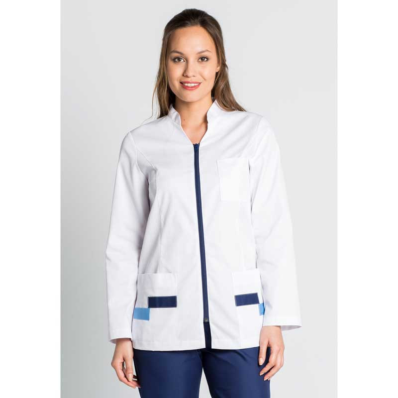 Chaqueta mujer farmacia contraste azul de manga larga - Dyneke