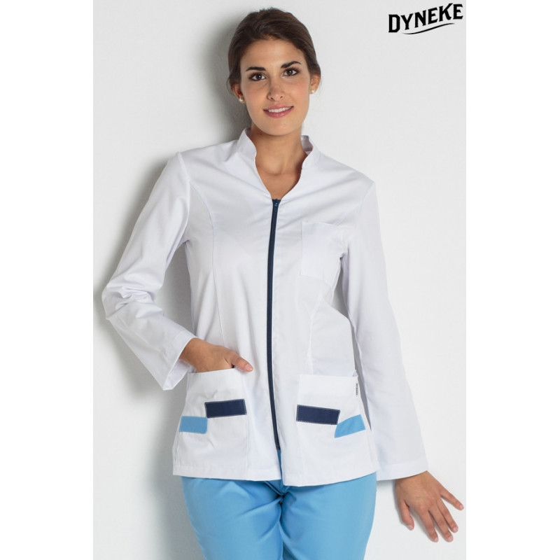 Chaqueta mujer farmacia contraste azul de manga larga - Dyneke