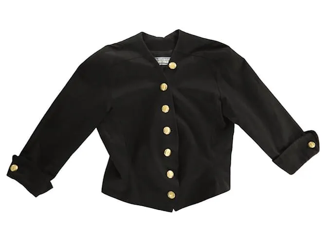 CHAQUETA VINTAGE YVES SAINT LAURENT CON FORRO DE PECHO 46 CHAQUETA YSL BOTONES XL Negro 