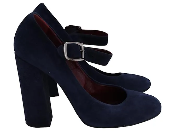 Chloé Zapatos Mary Jane Chloe en ante azul marino 