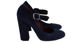 Chloé Zapatos Mary Jane Chloe en ante azul marino 