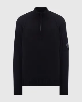 C.P. Company Black wool sweater with logo patch