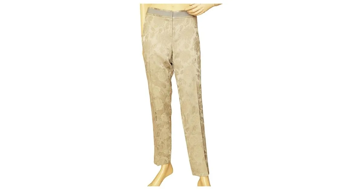 Dolce & Gabbana Pantalón D&G Jacquard Floral Rosas Plateado y Dorado talla pantalón 42 Plata 