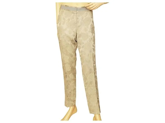 Dolce & Gabbana Pantalón D&G Jacquard Floral Rosas Plateado y Dorado talla pantalón 42 Plata 