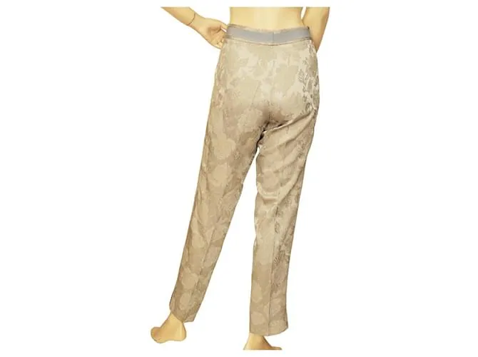 Dolce & Gabbana Pantalón D&G Jacquard Floral Rosas Plateado y Dorado talla pantalón 42 Plata 