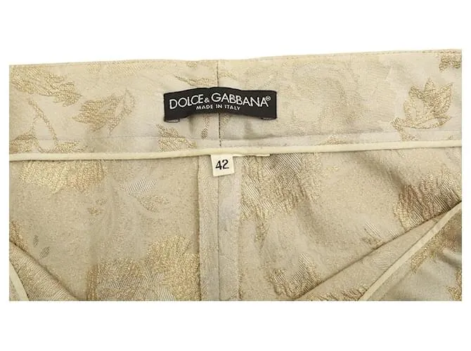 Dolce & Gabbana Pantalón D&G Jacquard Floral Rosas Plateado y Dorado talla pantalón 42 Plata 