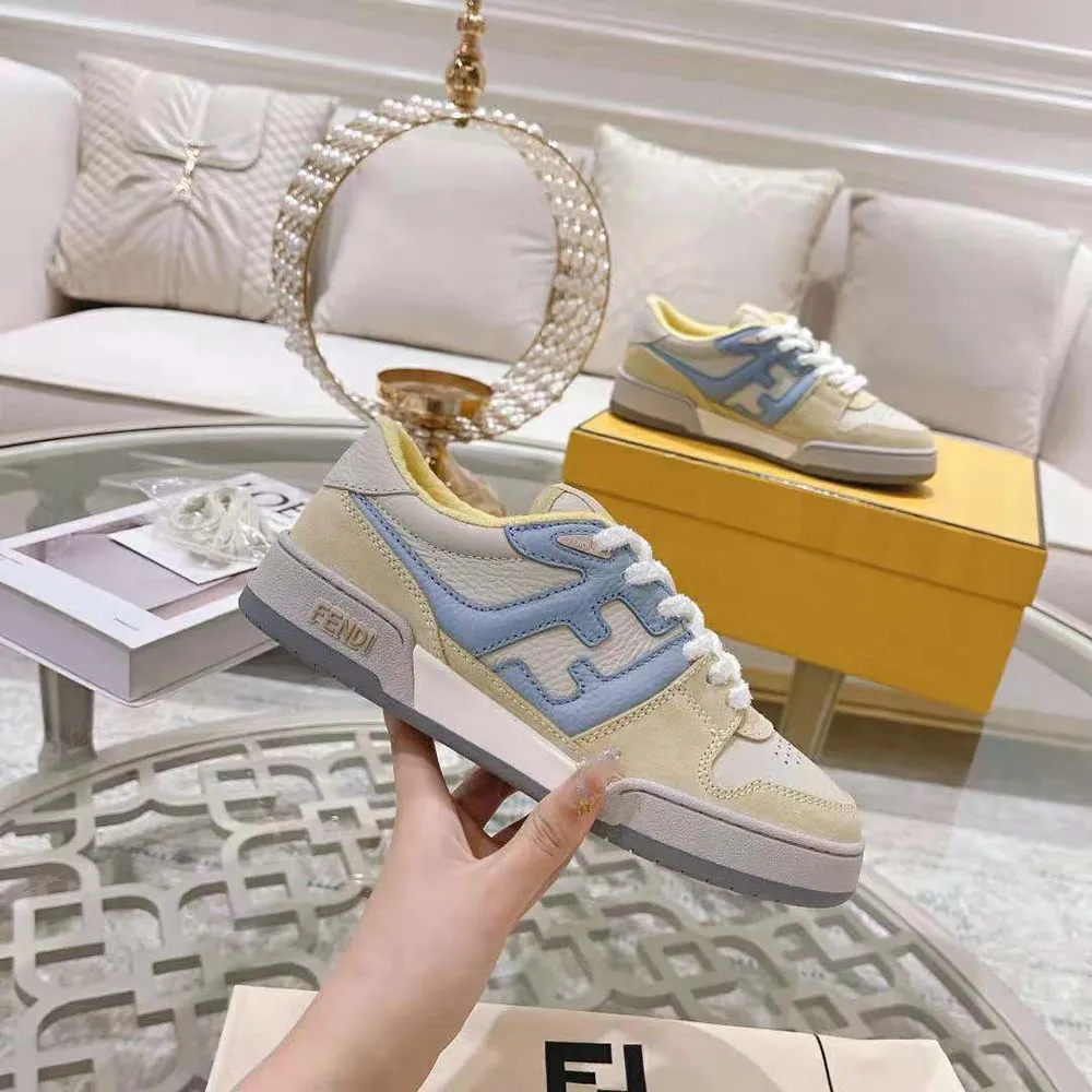 Fendi Hombre Match Zapatillas Bajas De Ante Amarillo