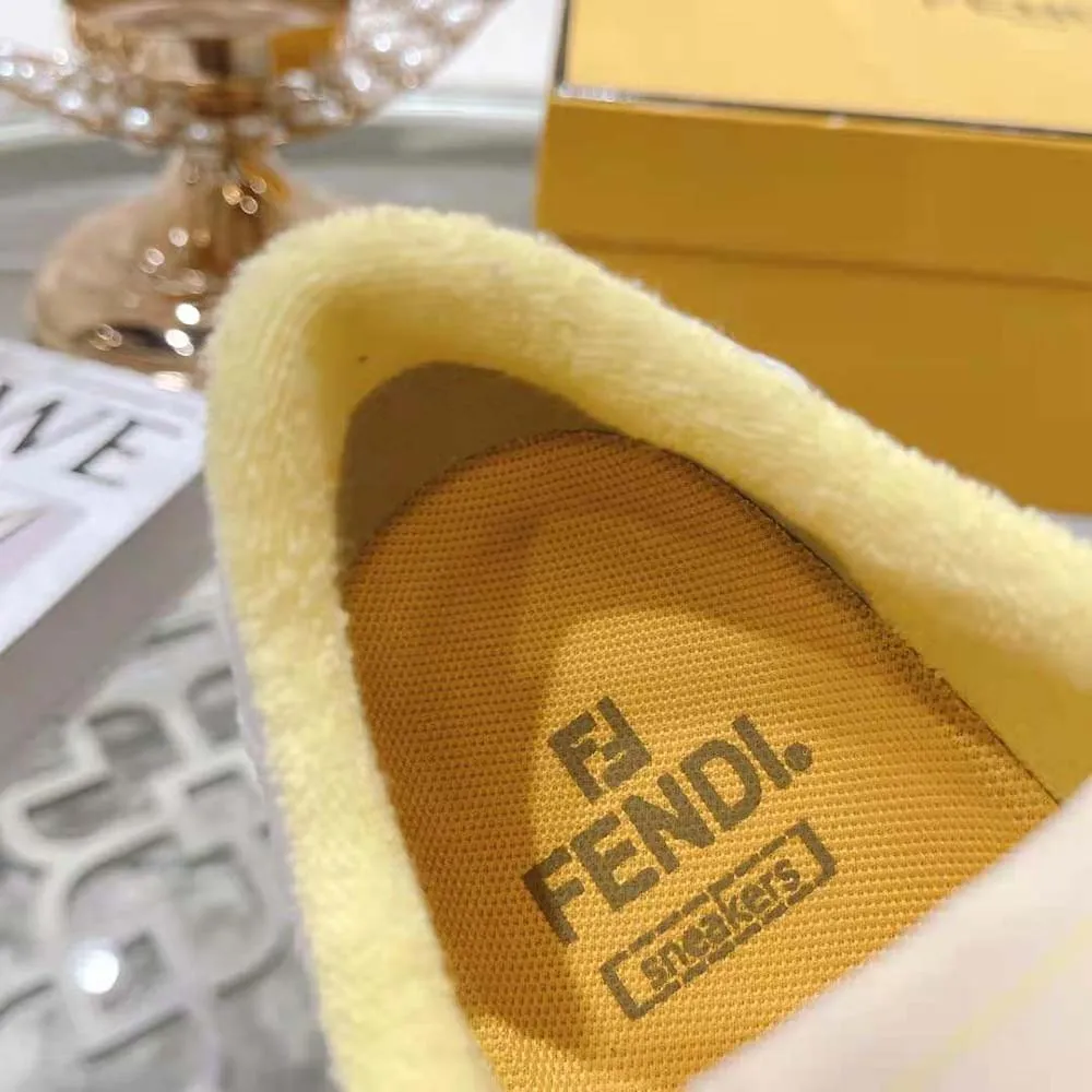 Fendi Hombre Match Zapatillas Bajas De Ante Amarillo