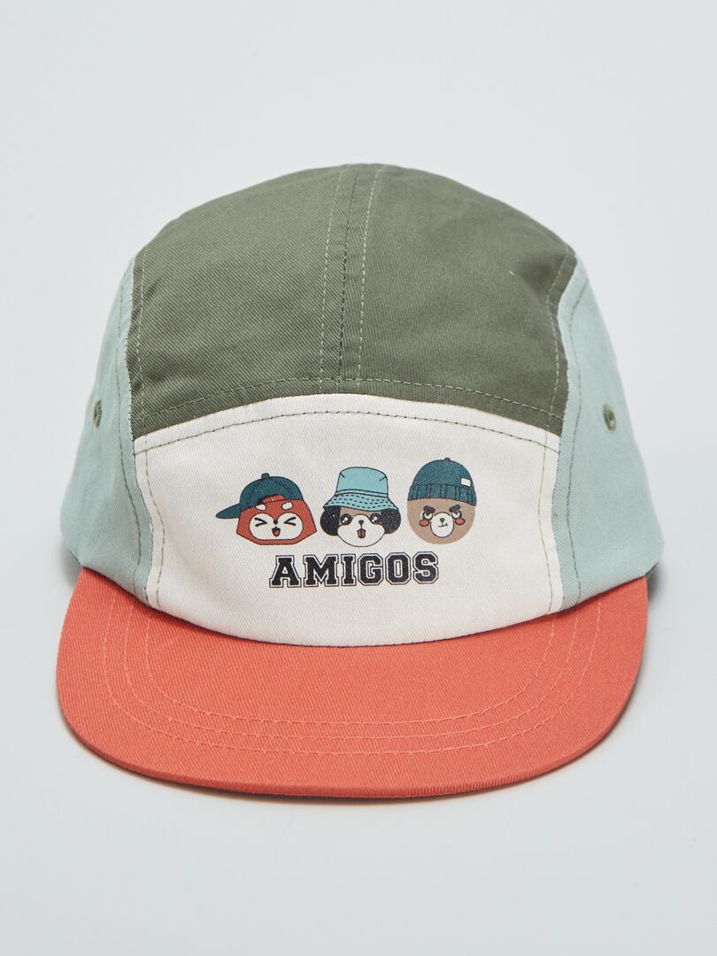 Gorra colorblock con estampado - VERDE