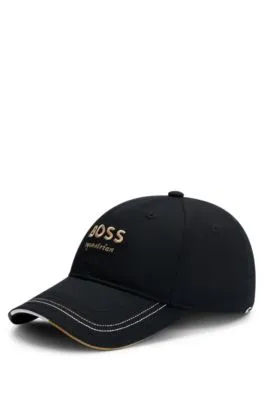 Gorra para equitación con logo bordado y correa de piel