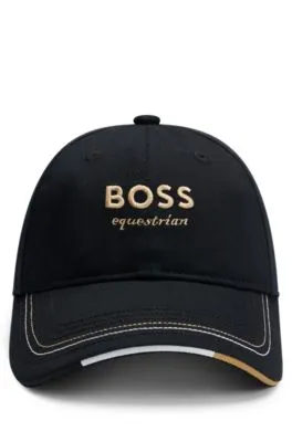 Gorra para equitación con logo bordado y correa de piel