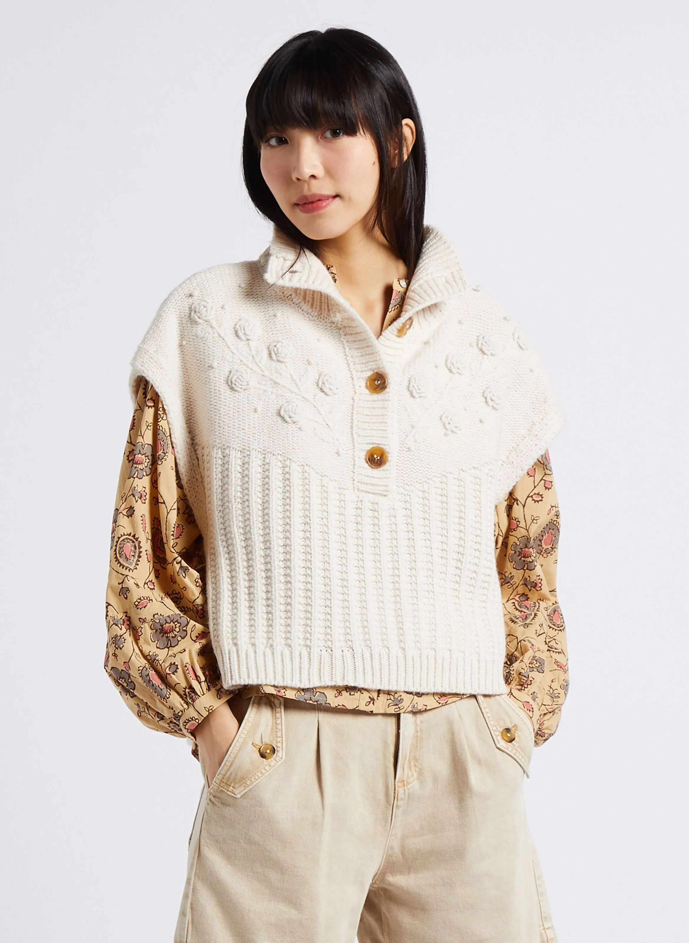 LOUISE MISHA SONG - Chaqueta con cuello alto en beige