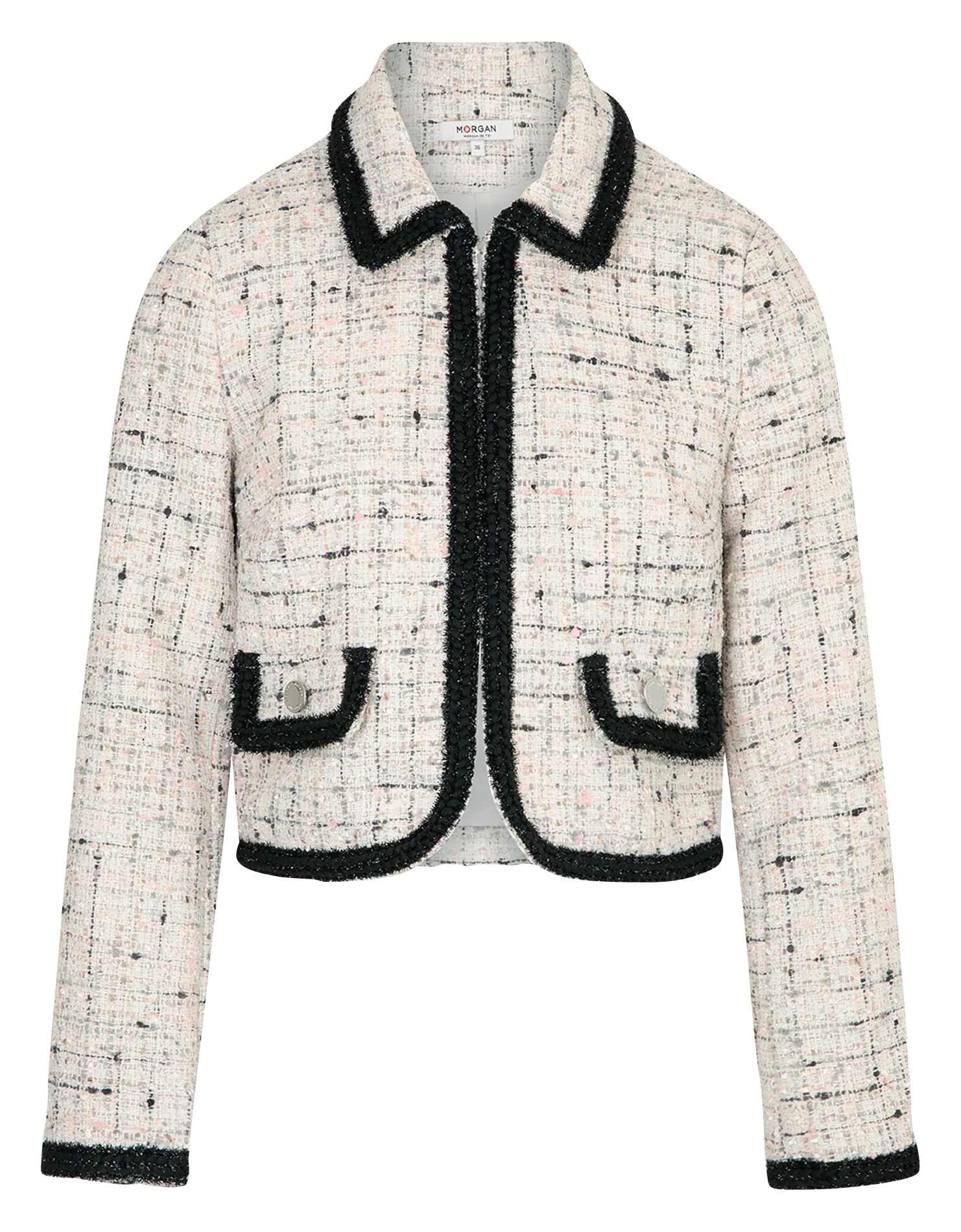 MORGAN VRODY - Chaqueta de tweed entallada con cuello clásico en beige