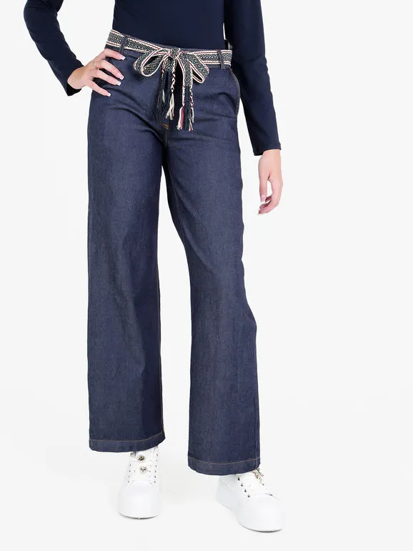 New Gj Pantalón palazzo de mujer efecto denim