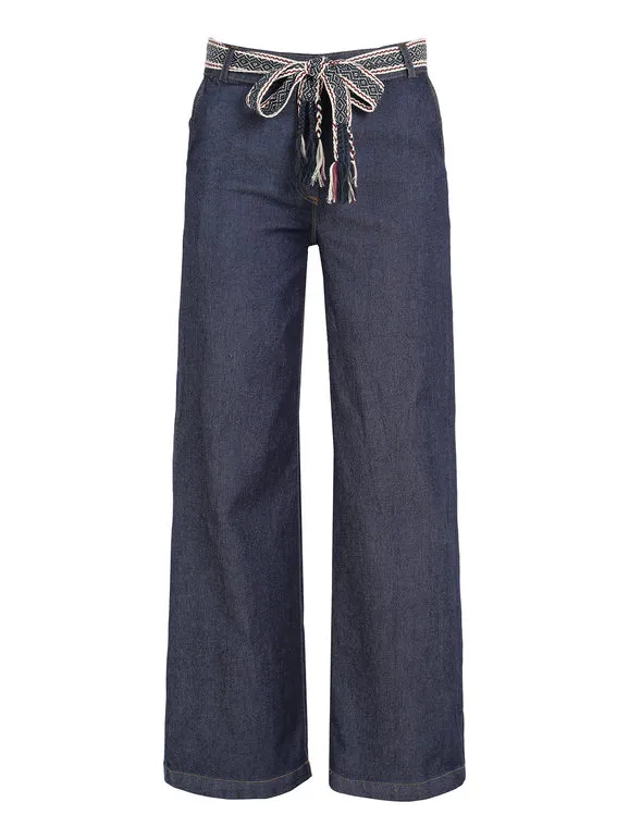 New Gj Pantalón palazzo de mujer efecto denim