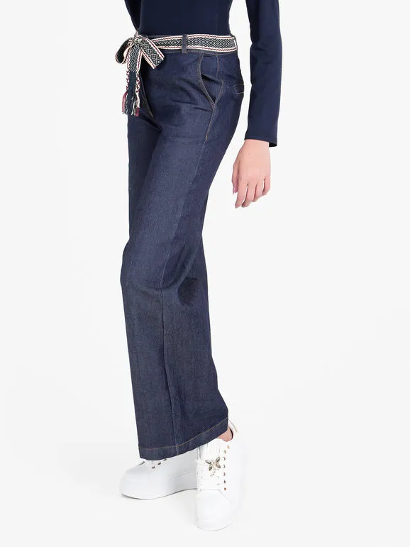 New Gj Pantalón palazzo de mujer efecto denim