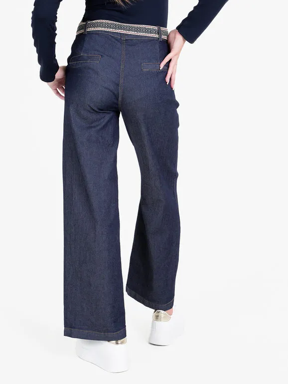 New Gj Pantalón palazzo de mujer efecto denim