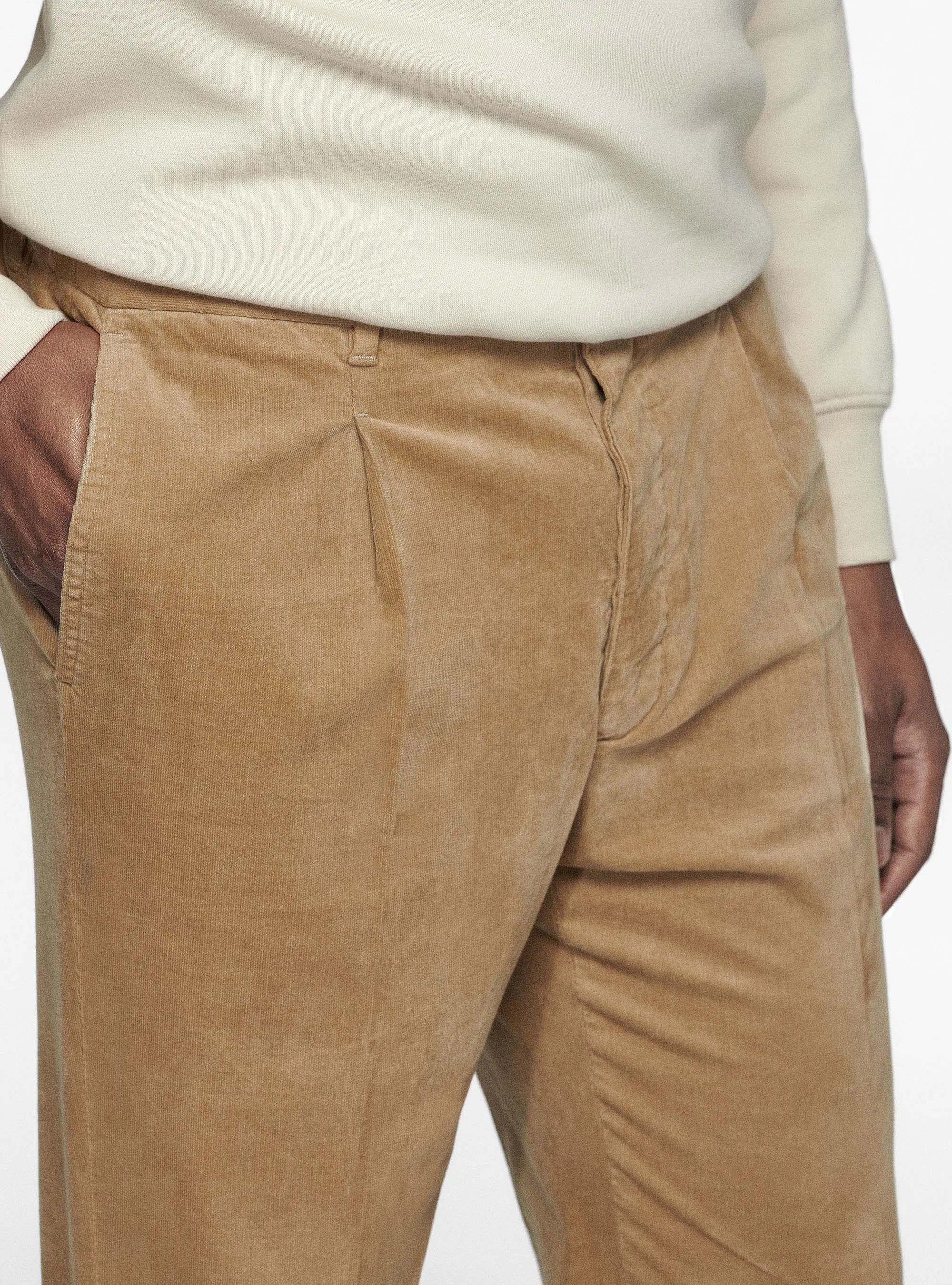 Pantalón elástico de rayas milleraies de terciopelo