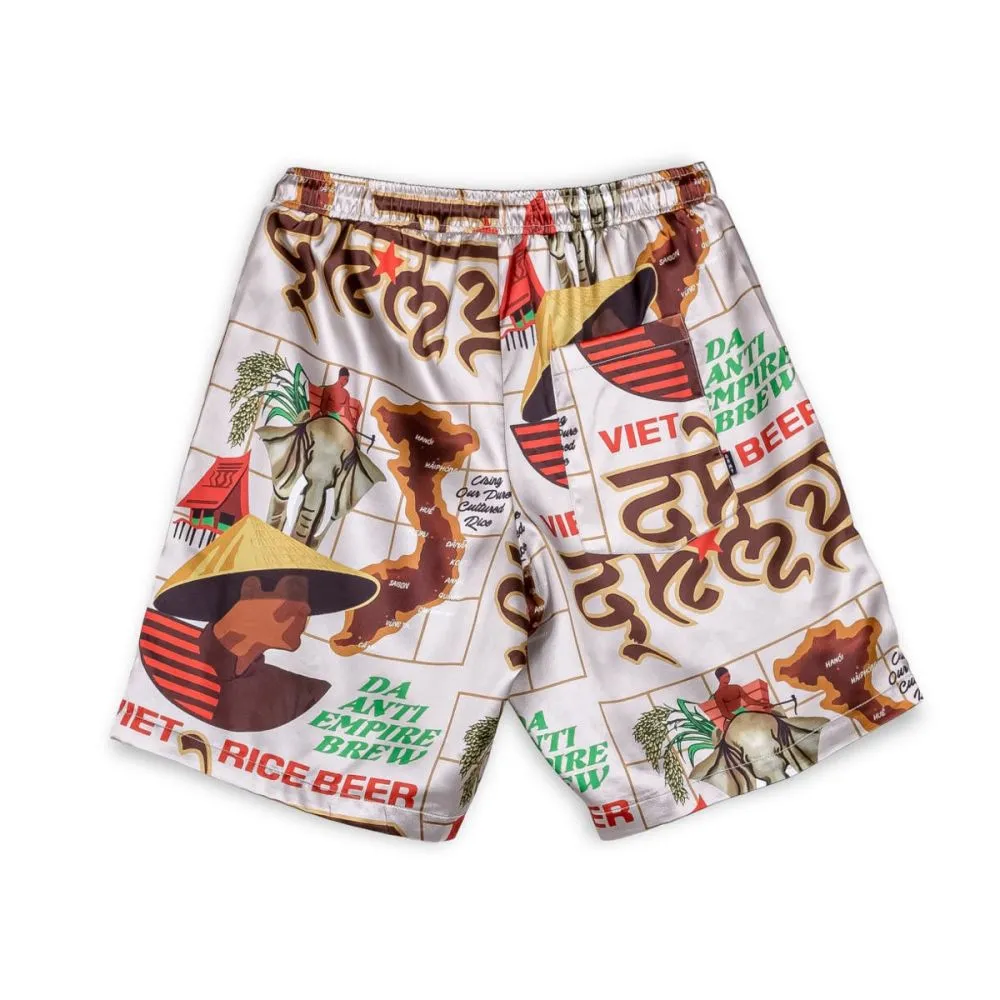 PANTALÓN CORTO GRIMEY VIET CONG BEER SATIN - WHITE | Summer 23