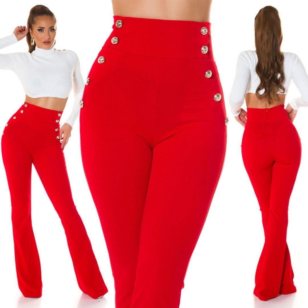 Pantalón Acampanado de moda Rojo