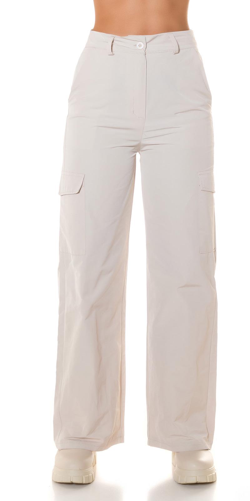 Pantalón amplio cargo de moda beige