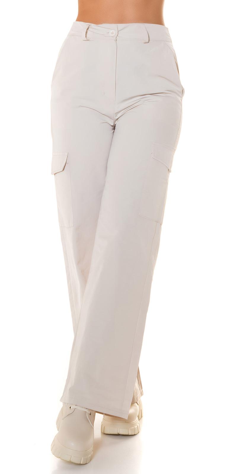 Pantalón amplio cargo de moda beige