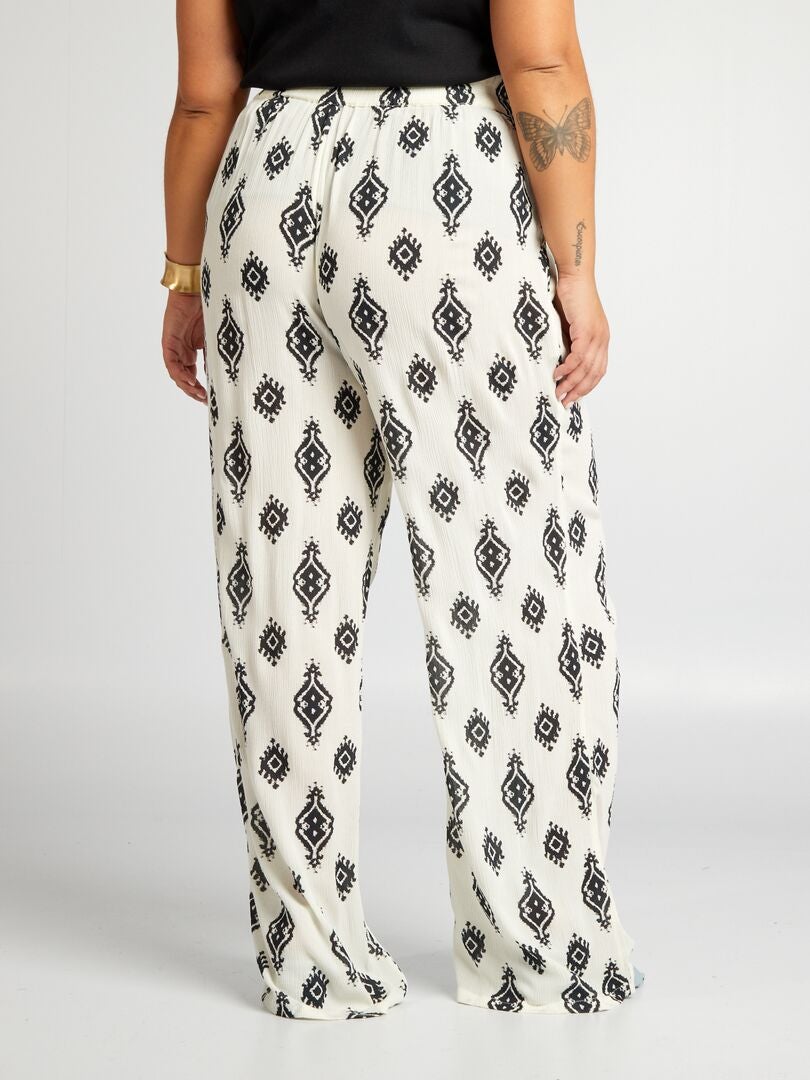 Pantalón ancho con estampado - BLANCO