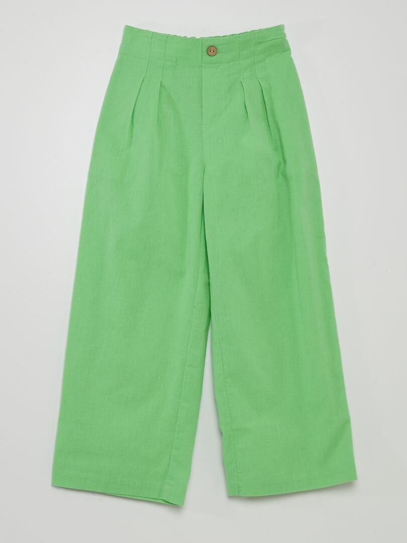 Pantalón ancho liso - VERDE