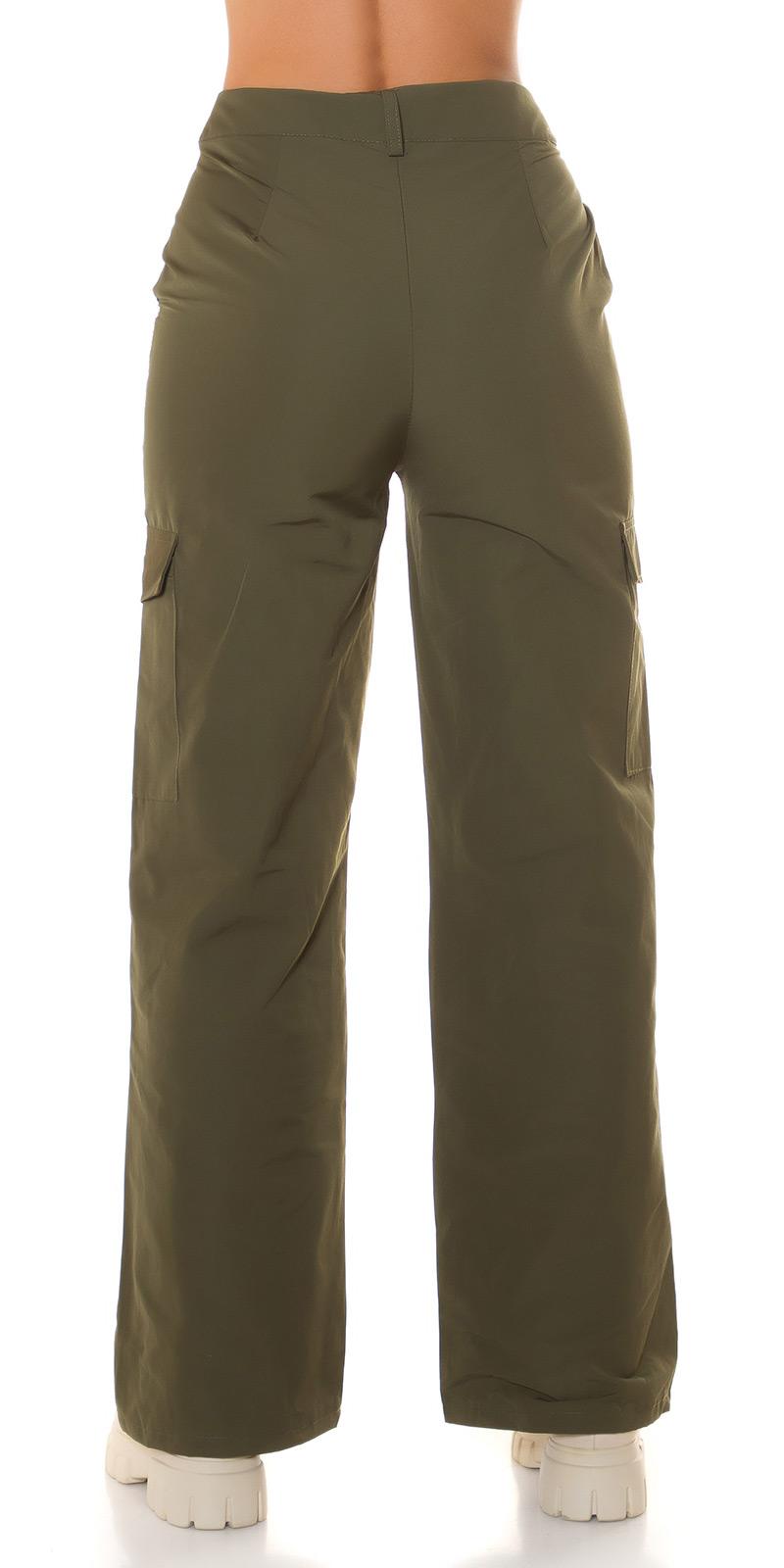 Pantalón de cintura alta cargo khaki