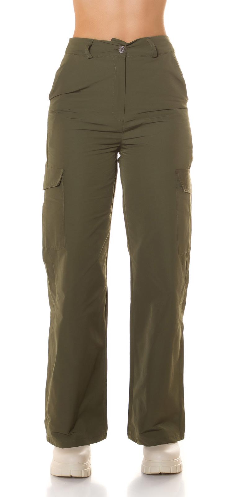 Pantalón de cintura alta cargo khaki