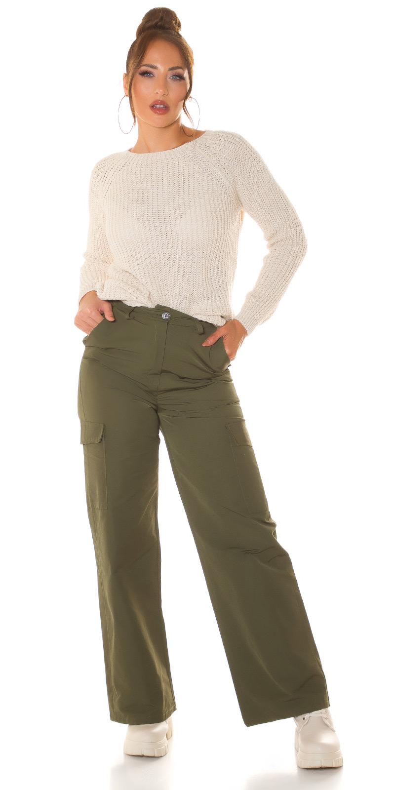 Pantalón de cintura alta cargo khaki