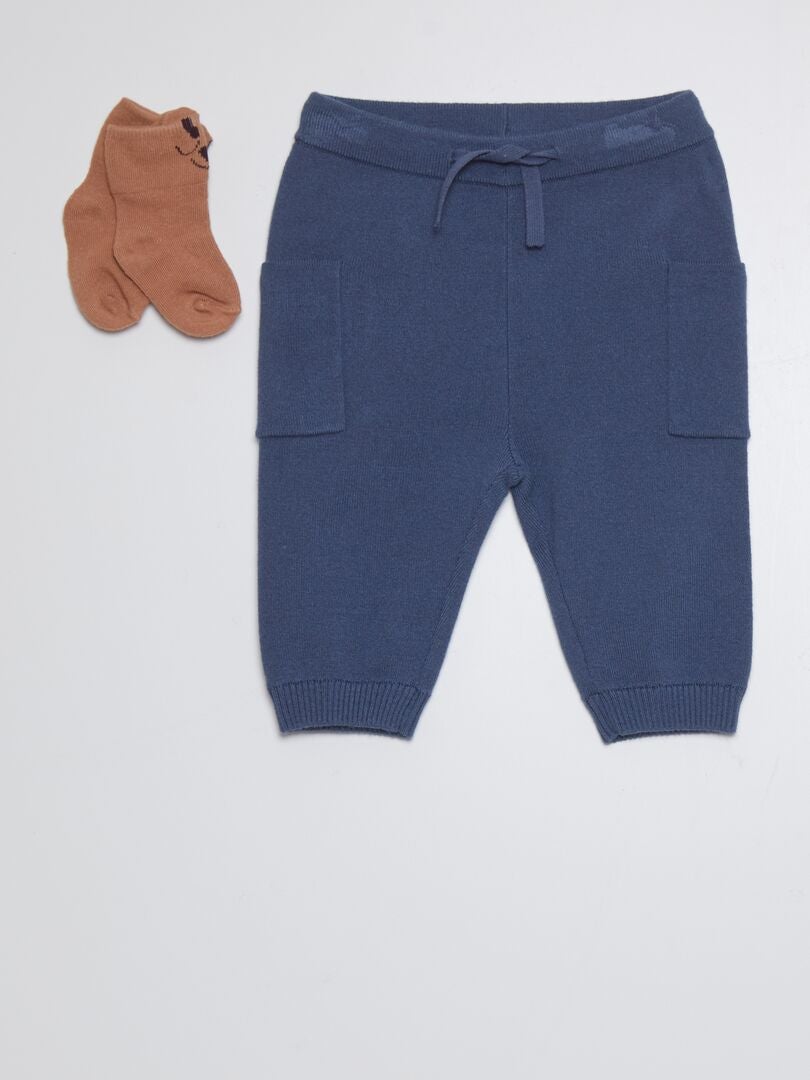 Pantalón de jogging con bolsillos de parche + calcetines - AZUL