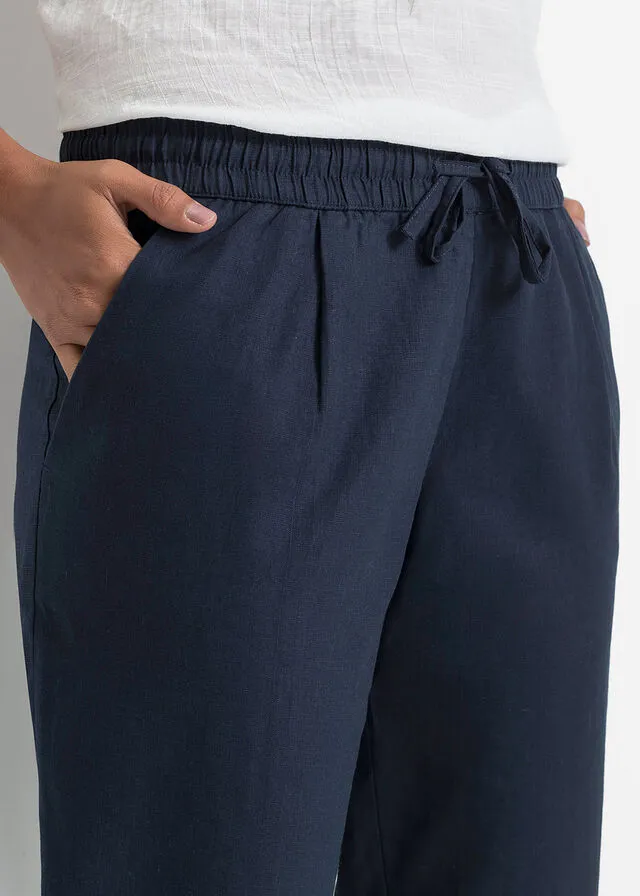 Pantalón de lino con TENCEL™ Lyocell Azul oscuro