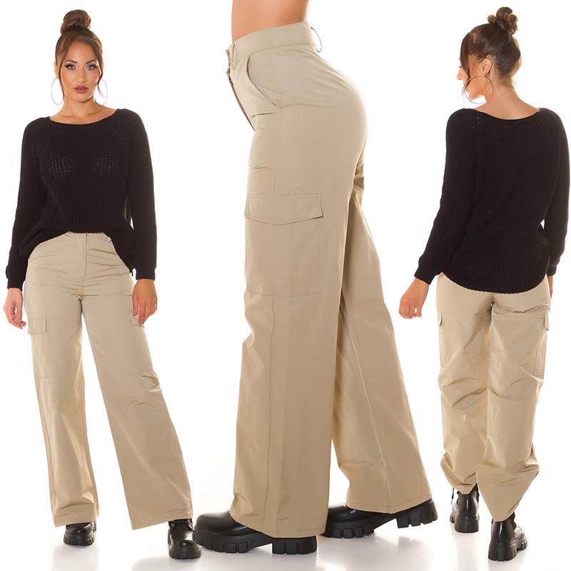 Pantalón estilo cargo de moda capuchino