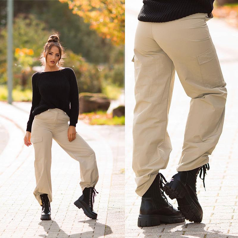 Pantalón estilo cargo de moda capuchino