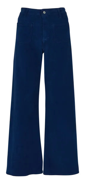 Pantalón flare de mezcla de algodón en azul