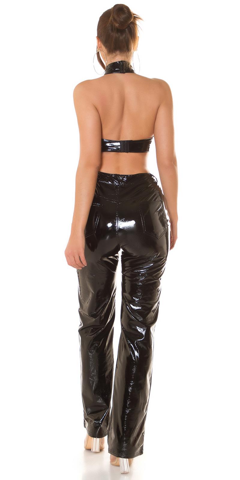 Pantalón latex acampanado negro