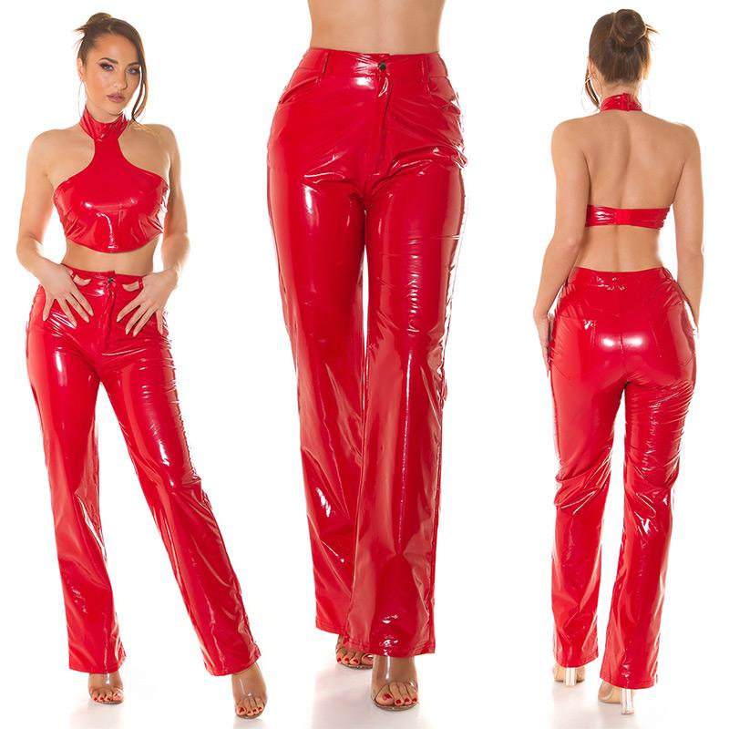 Pantalón latex acampanado rojo