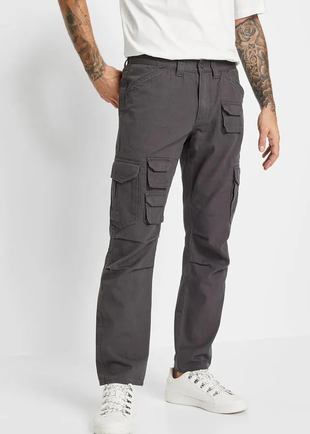 Pantalón tipo cargo de corte holgado y recto antracita