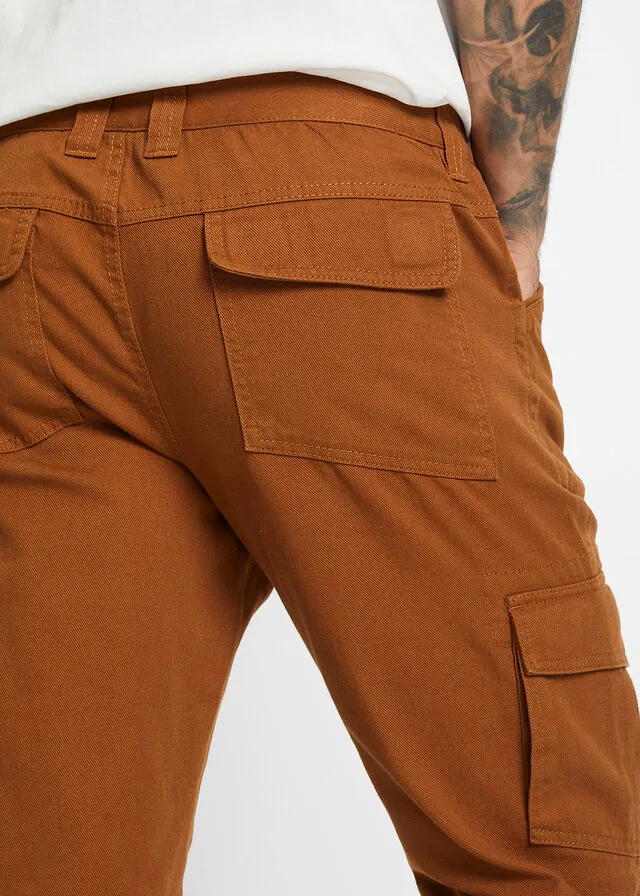 Pantalón tipo cargo de corte holgado y recto Marrón coñac